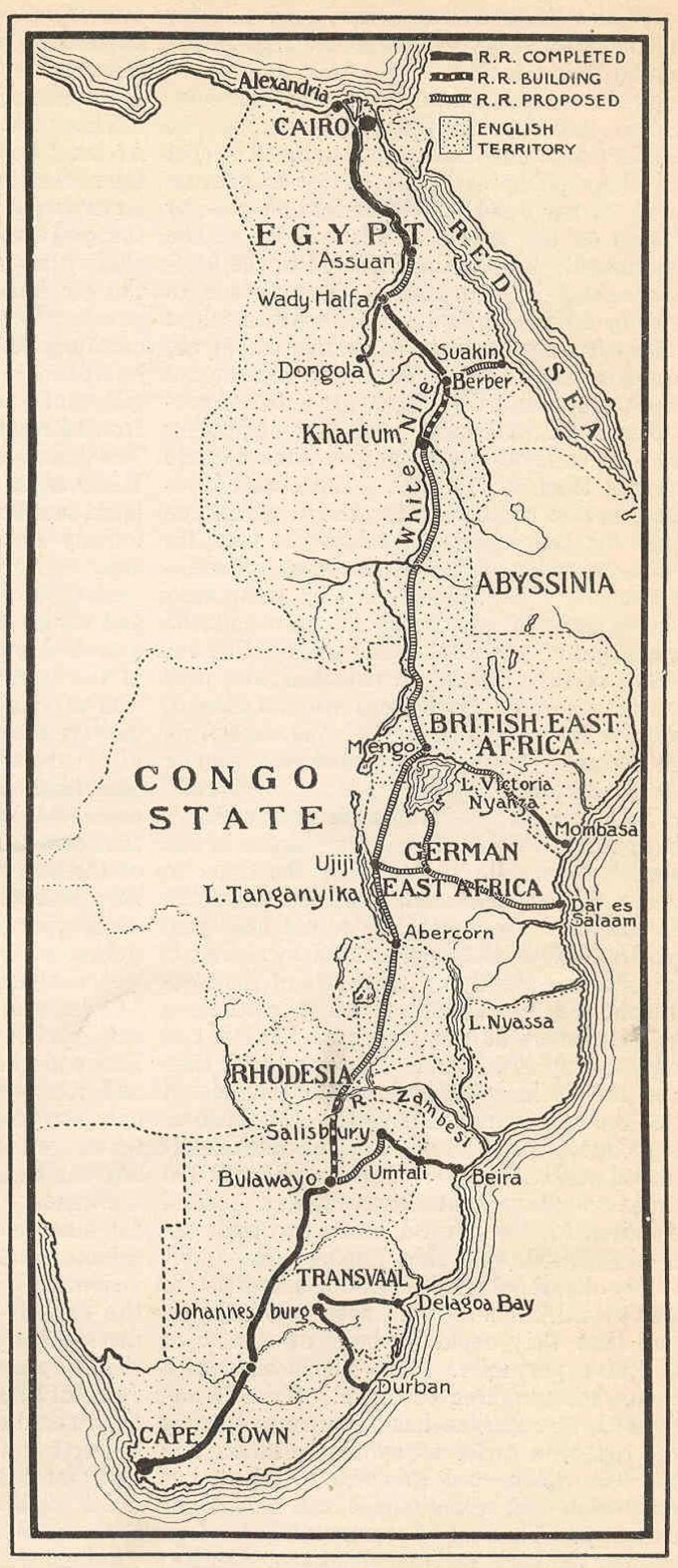 Map of cape to cairo railway