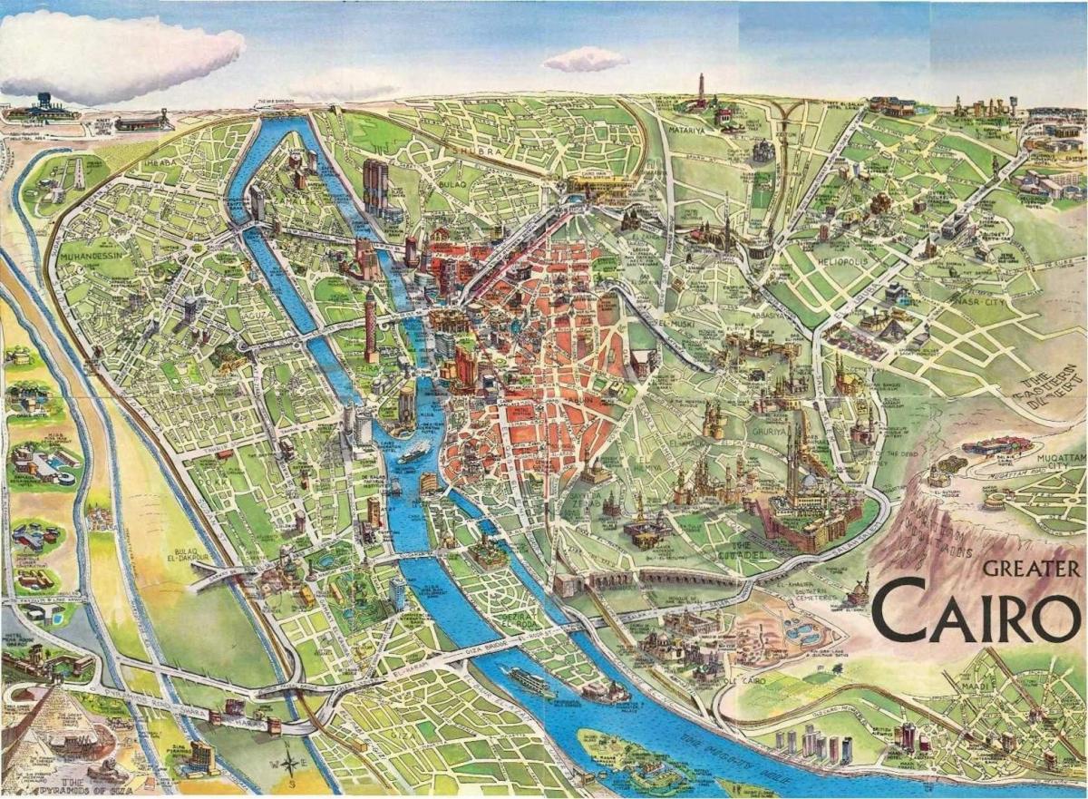 Map of tourist cairo egypt